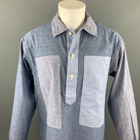 ENGINEERED GARMENTS Size M Blue Mixed Fabrics Cotton Long Sleeve Shirt