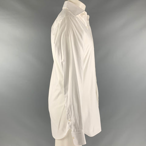HAMILTON Size M White Herringbone Long Sleeve Shirt