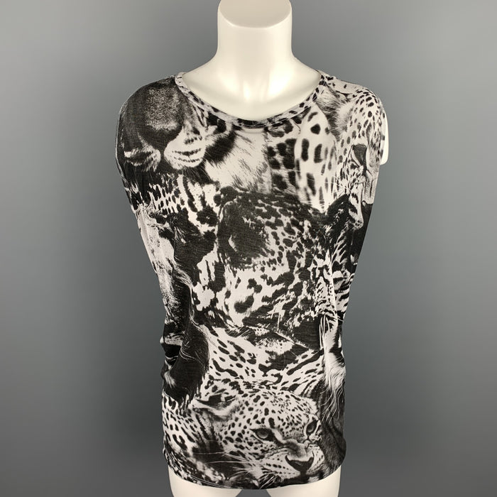 STELLA McCARTNEY Size S Black & White Leopard Print Sleeveless Casual Top