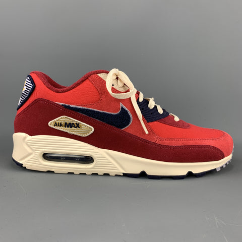 Zapatillas de deporte con cordones y ribete de ante de lona en rojo y azul marino talla 11 de NIKE
