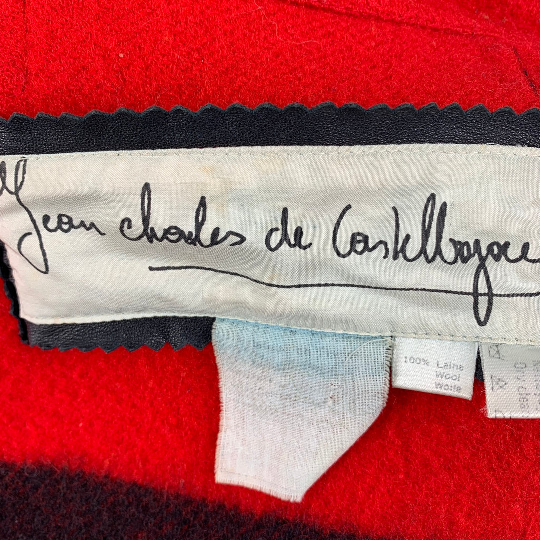 Vintage JEAN-CHARLES DE CASTELBAJAC Talla única Rojo Negro Lana Dos Tonos Abrigo oversize