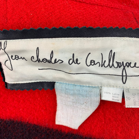 Vintage JEAN-CHARLES DE CASTELBAJAC Size One Size Red Black Wool Two Tone Oversized Coat