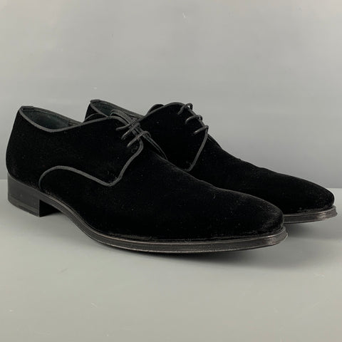 MAGNANNI Size 10.5 Black Velvet Oxford Lace Up Shoes