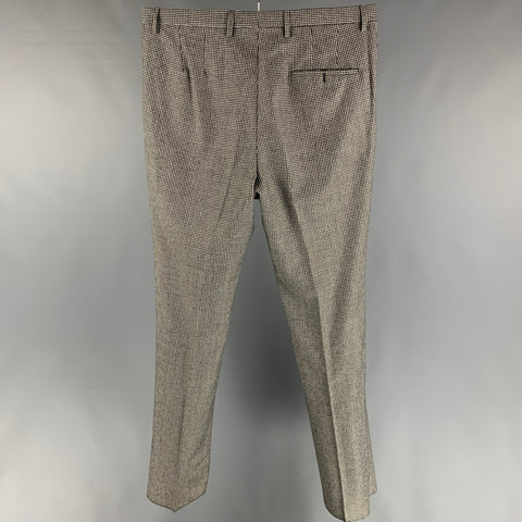 LANVIN Size 34 Black & White Houndstooth Wool Zip Fly Dress Pants