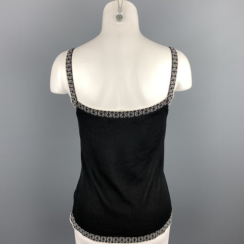 CAROLINA HERRERA Size M Black Knitted Silk Camisole Top