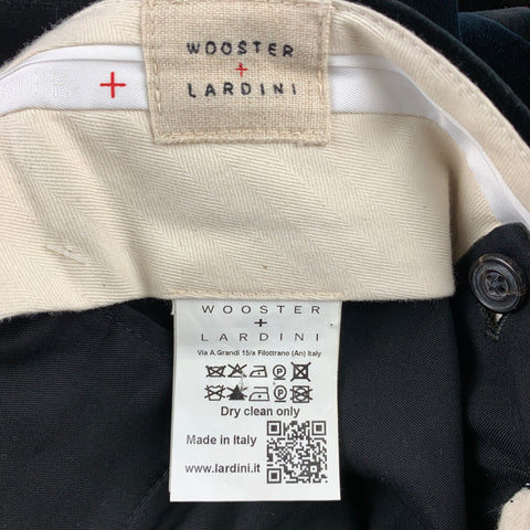 WOOSTER + LARDINI Size 32 Navy & Brown Color Block Cotton Velvet Cropped Dress Pants