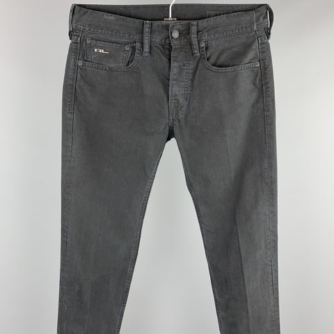 RALPH LAUREN Size 29 Black Cotton Button Fly Casual Pants