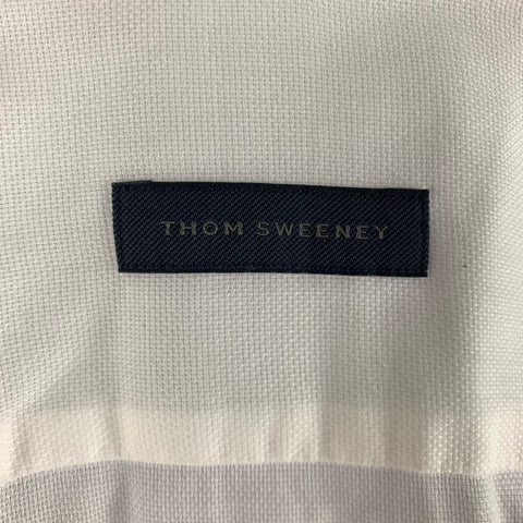 THOM SWEENEY Camisa de manga larga con botones de algodón liso blanco talla L