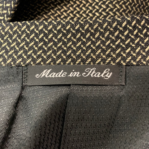 BARCELINO Size 40 Black Gold Jacquard Double Breasted Sport Coat