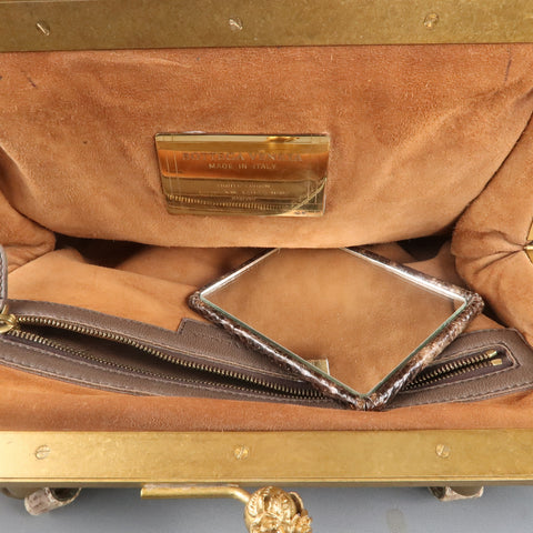 BOTTEGA VENETA Lavorazione Fatta a Aano Taupe Intrecciato Lizard Leather Handbag