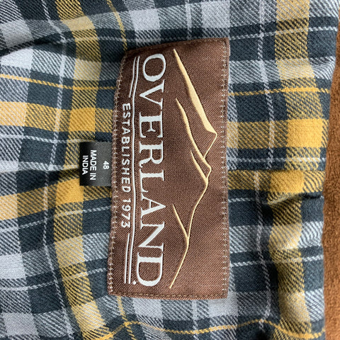 OVERLAND Size 48 Camel Leather Notch Lapel Mountain Blazer Jacket