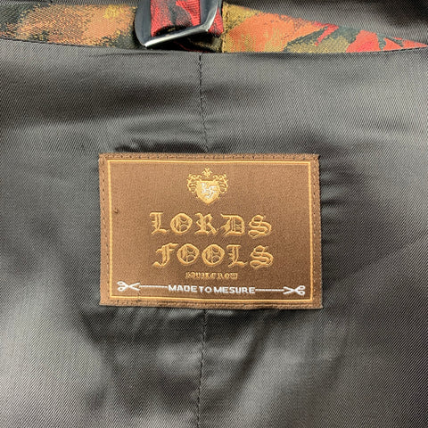 LORDS & FOOLS Size 44 Red & Gold Floral Polyester Buttoned Vest