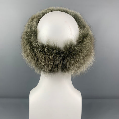 VINTAGE Green Fur Headband