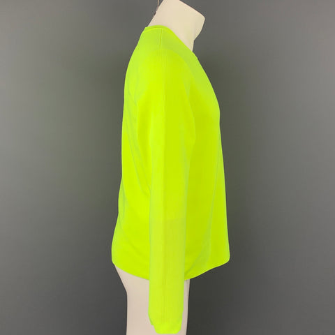 HELMUT LANG Pre-Fall 2020 Size M Neon Yellow Textured Polyester Long Sleeve T-shirt