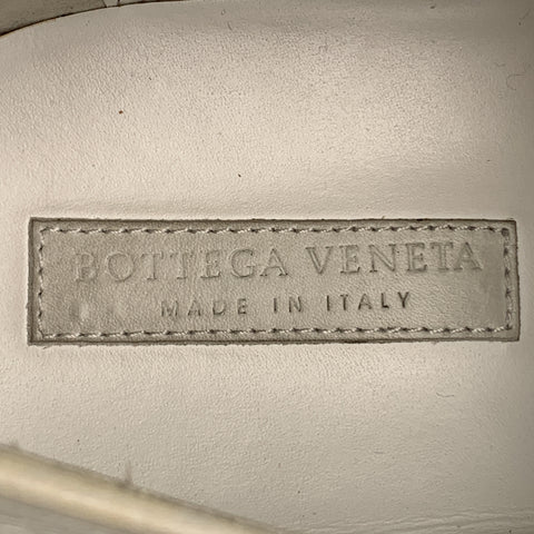 BOTTEGA VENETA Size 12 White & Grey Woven Leather Contrast Trim Lace Up Shoes