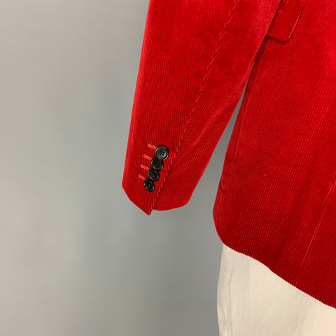 DIOR HOMME Talla 44 Abrigo deportivo con solapa de muesca de algodón de pana rojo