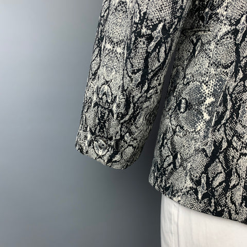 JUST CAVALLI Size 44 Grey & Black Snake Print Cotton Blend Sport Coat