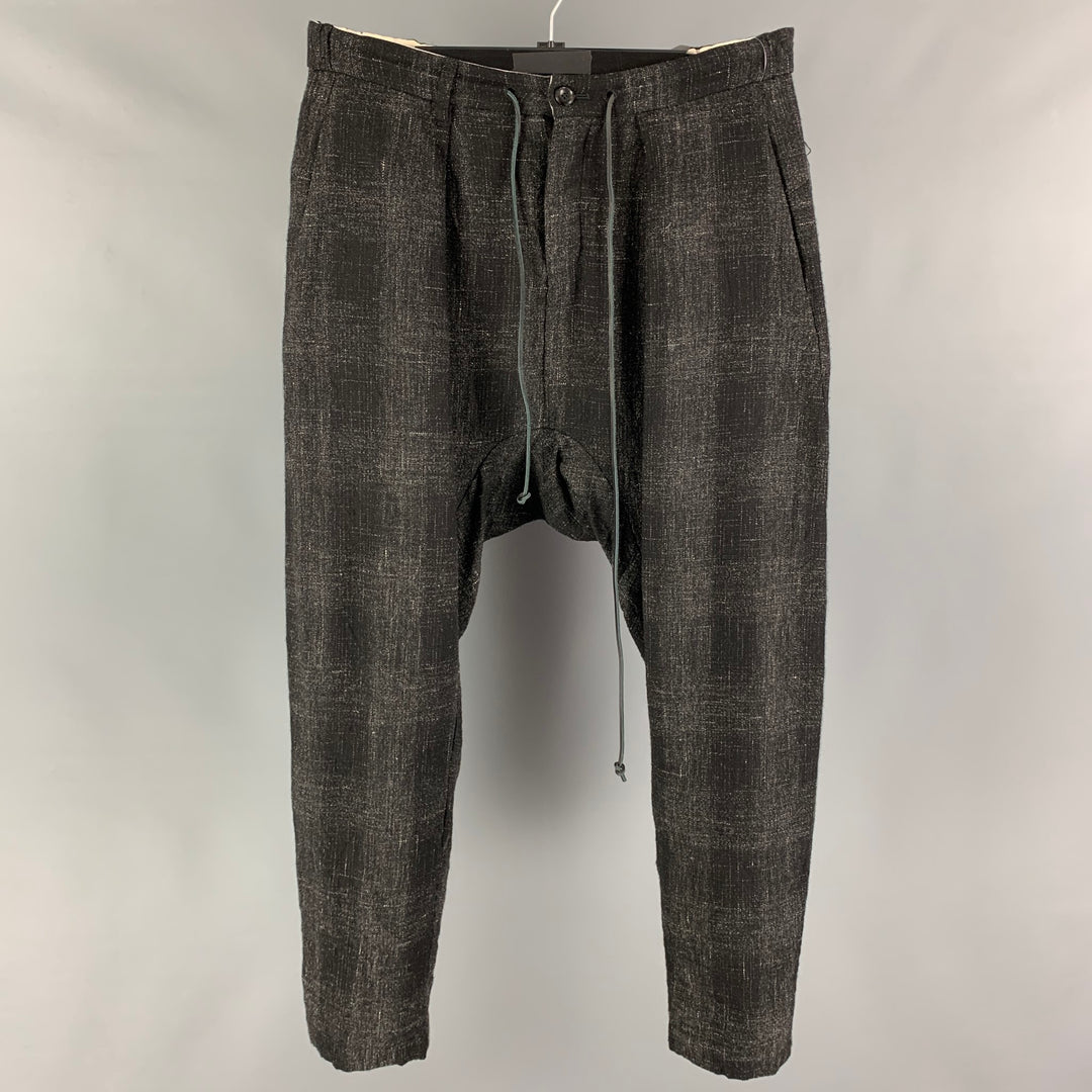 KAZUYUKI KUMAGAI (ATTACHMENT) Size XL Black Cream Textured Casual Pants