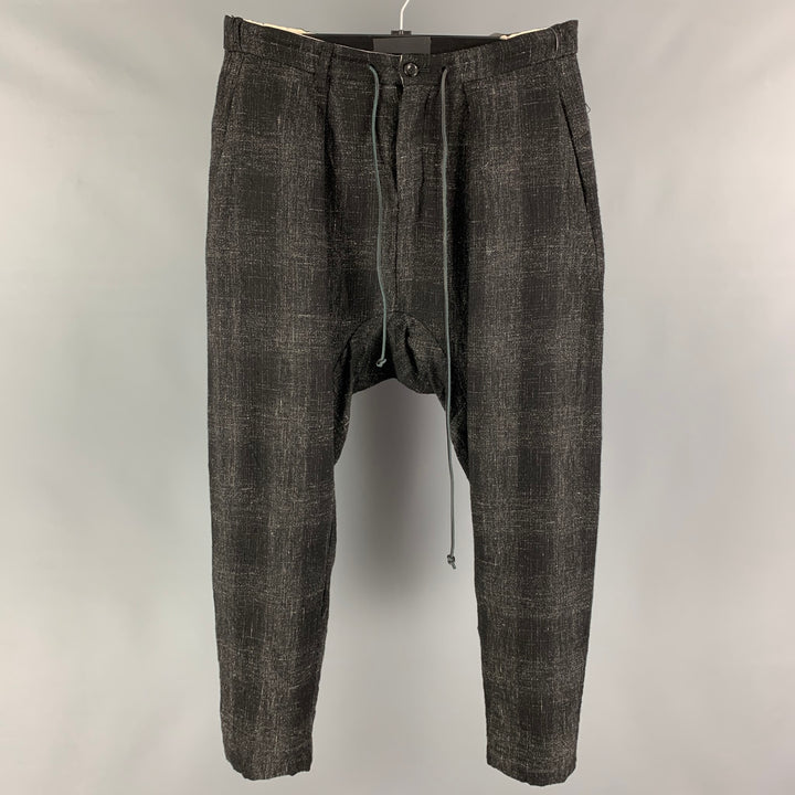 KAZUYUKI KUMAGAI (ATTACHMENT) Size XL Black Cream Textured Casual Pants