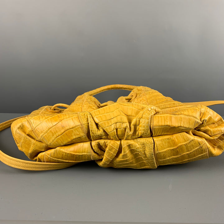 CARLOS FALCHI Yellow Alligator Leather Satchel Handbag