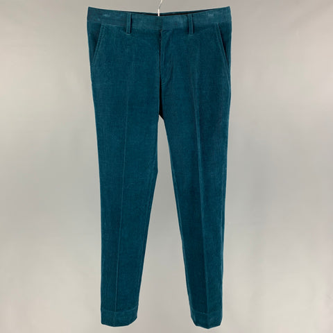 DISTRICT by UNITED ARROWS Size 28 Teal Corduroy Flat Front Casual Pants