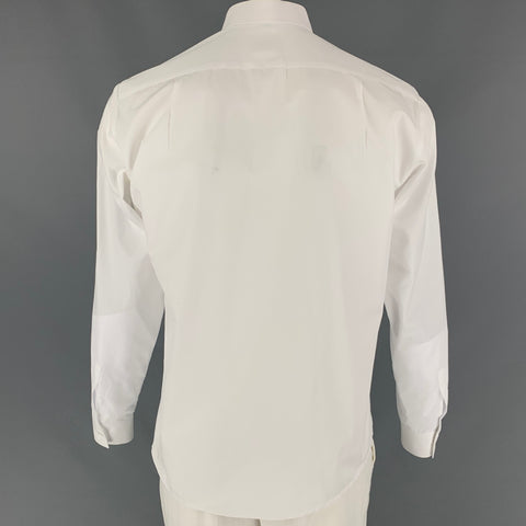 ANDRES PALMA Size L White Eyelet Cotton Tuxedo Long Sleeve Shirt