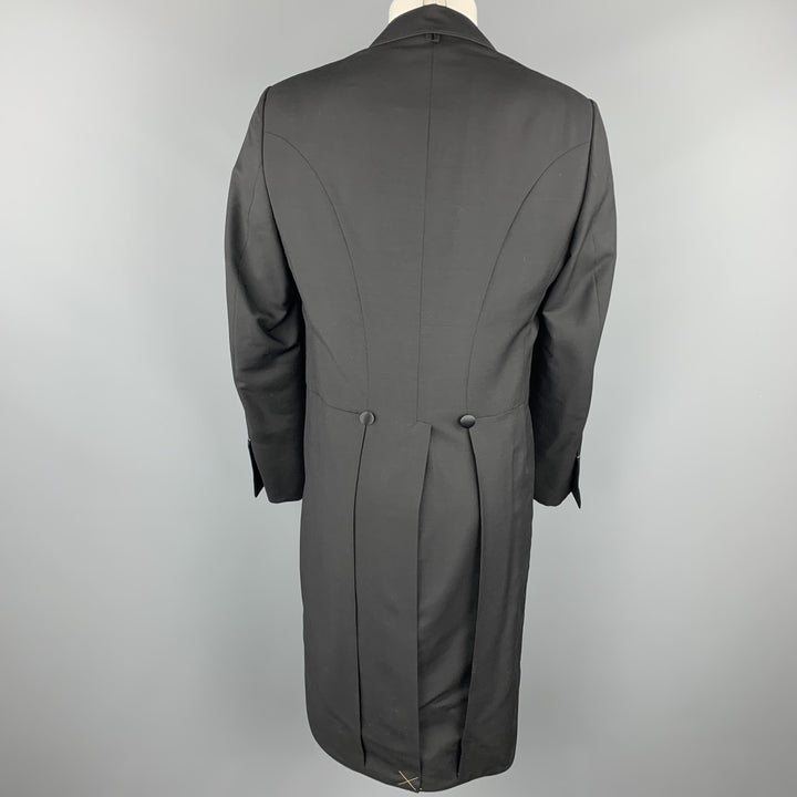 BLACK FLEECE Size 42 Black Wool Open Front Tail Coat