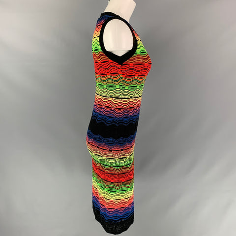 M MISSONI Size 6 Multi-Color Cotton Blend Knitted Shift Dress