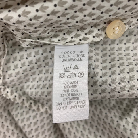PAUL SMITH Size L Beige & White Geometric Cotton Button Down Long Sleeve Shirt