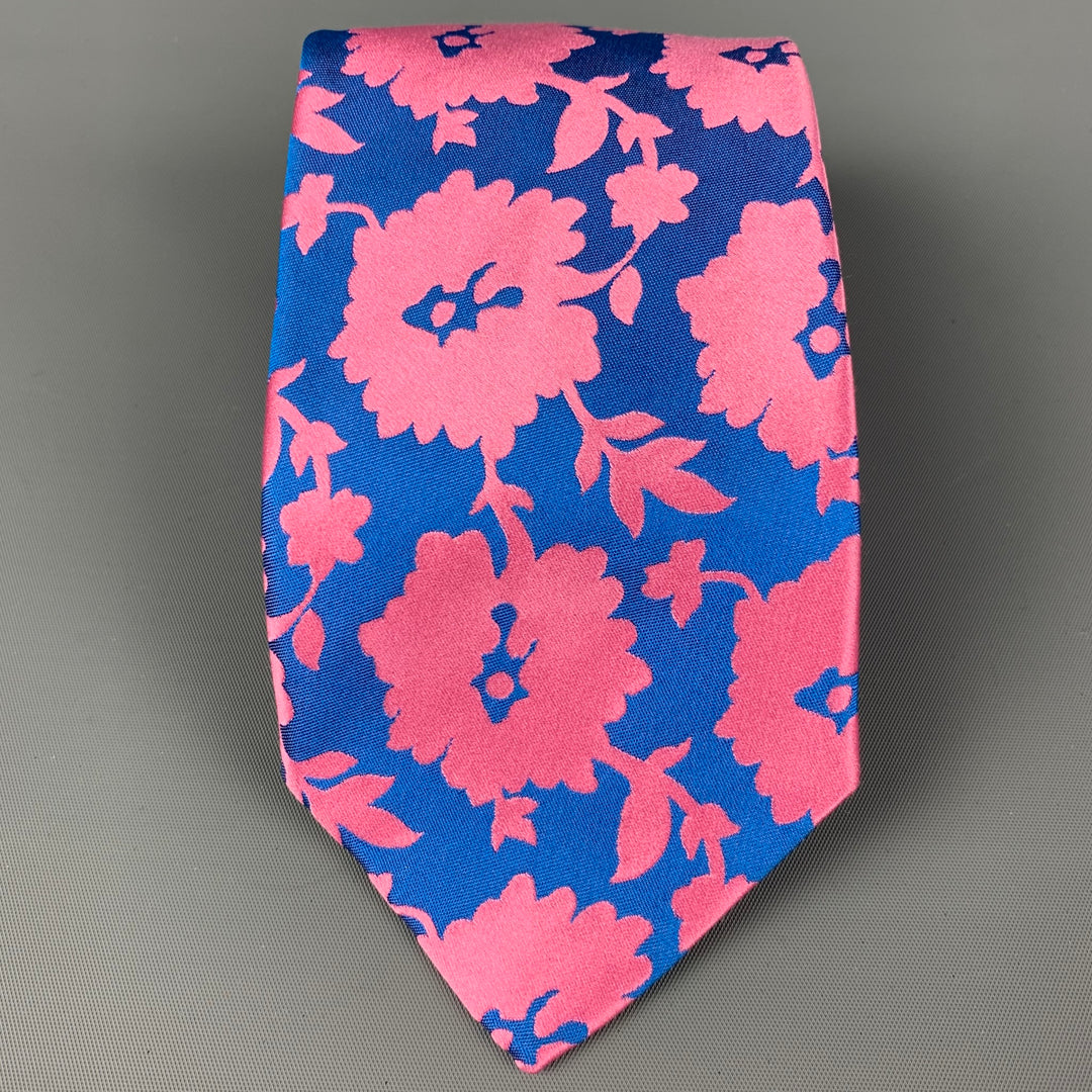 PAUL SMITH The British Collection Pink Blue Floral Silk Tie