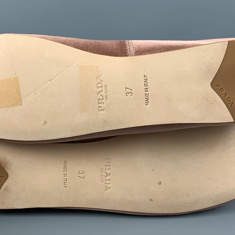 PRADA Taille 7 Champagne Soie Ballerine Donna Flats