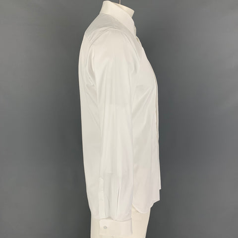 BURBERRY Size L White Cotton Tuxedo Long Sleeve Shirt