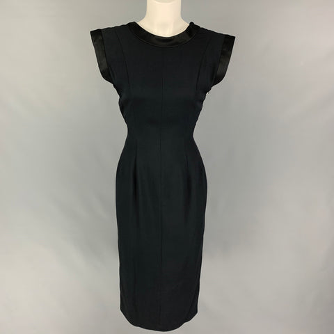 ALBERTA FERRETTI Taille 2 Robe de cocktail sans manches en acétate et viscose noir