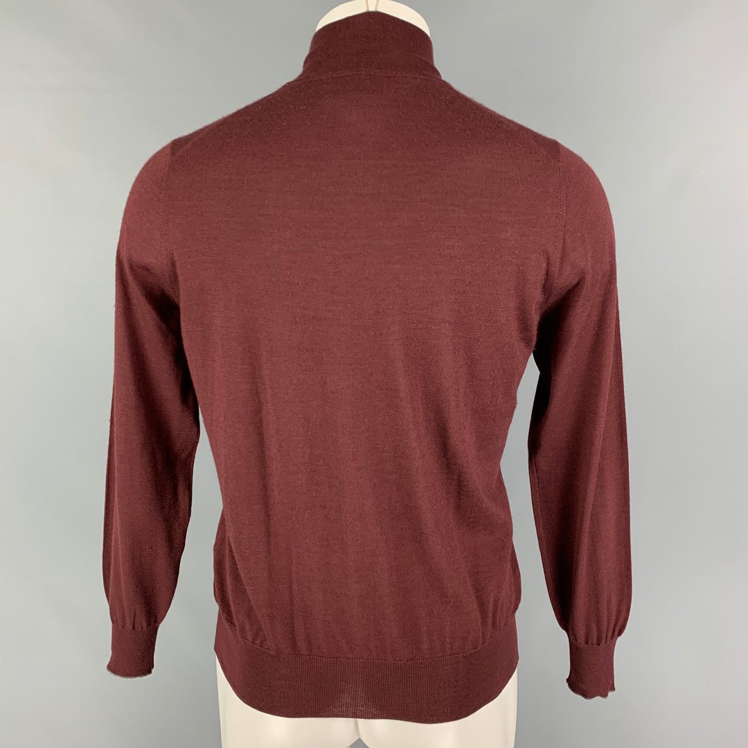 BRUNELLO CUCINELLI Taille XS Pull Zippé En Soie Cachemire Bordeaux