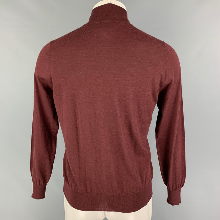 BRUNELLO CUCINELLI Taille XS Pull Zippé En Soie Cachemire Bordeaux