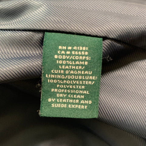 RALPH LAUREN Taille 2 Veste de camionneur en cuir bleu marine