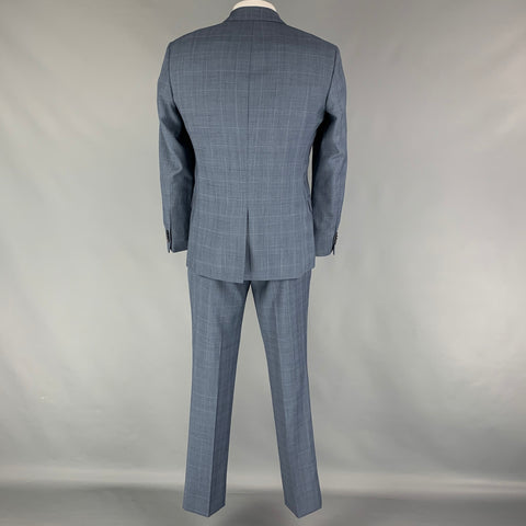 THEORY Size 42 Blue Grey Glenplaid Wool Notch Lapel Suit