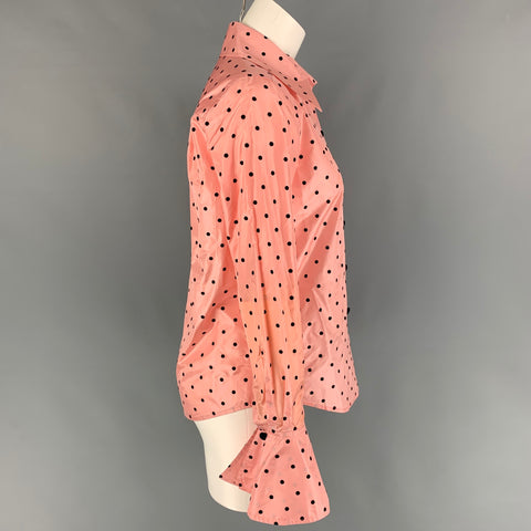 MARC JACOBS Size 0 Pink Black Silk Polka Dot Buttoned Shirt