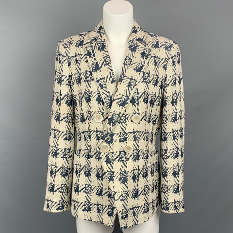 GIORGIO ARMANI Taille 10 Blazer en mélange de viscose gris clair et marine