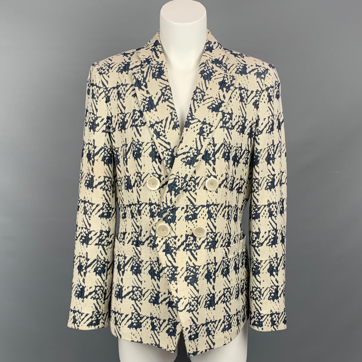 GIORGIO ARMANI Size 10 Light Gray & Navy Viscose Blend Jacket Blazer
