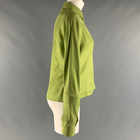 PRADA Taille 10 Haut robe à manches longues en soie verte