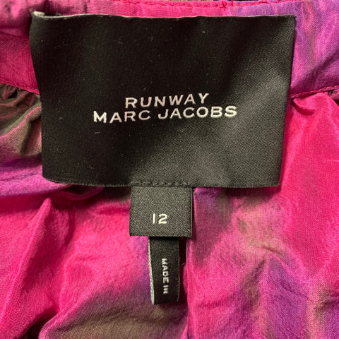 MARC JACOBS Size 12 Purple Pink Silk Print Flared Blouse