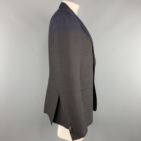 Z ZEGNA Size 44 Brown & Navy Plaid Regular Cotton / Wool Sport Coat