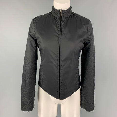JIL SANDER Size 4 Black Polyester Blend Textured Reversible Jacket