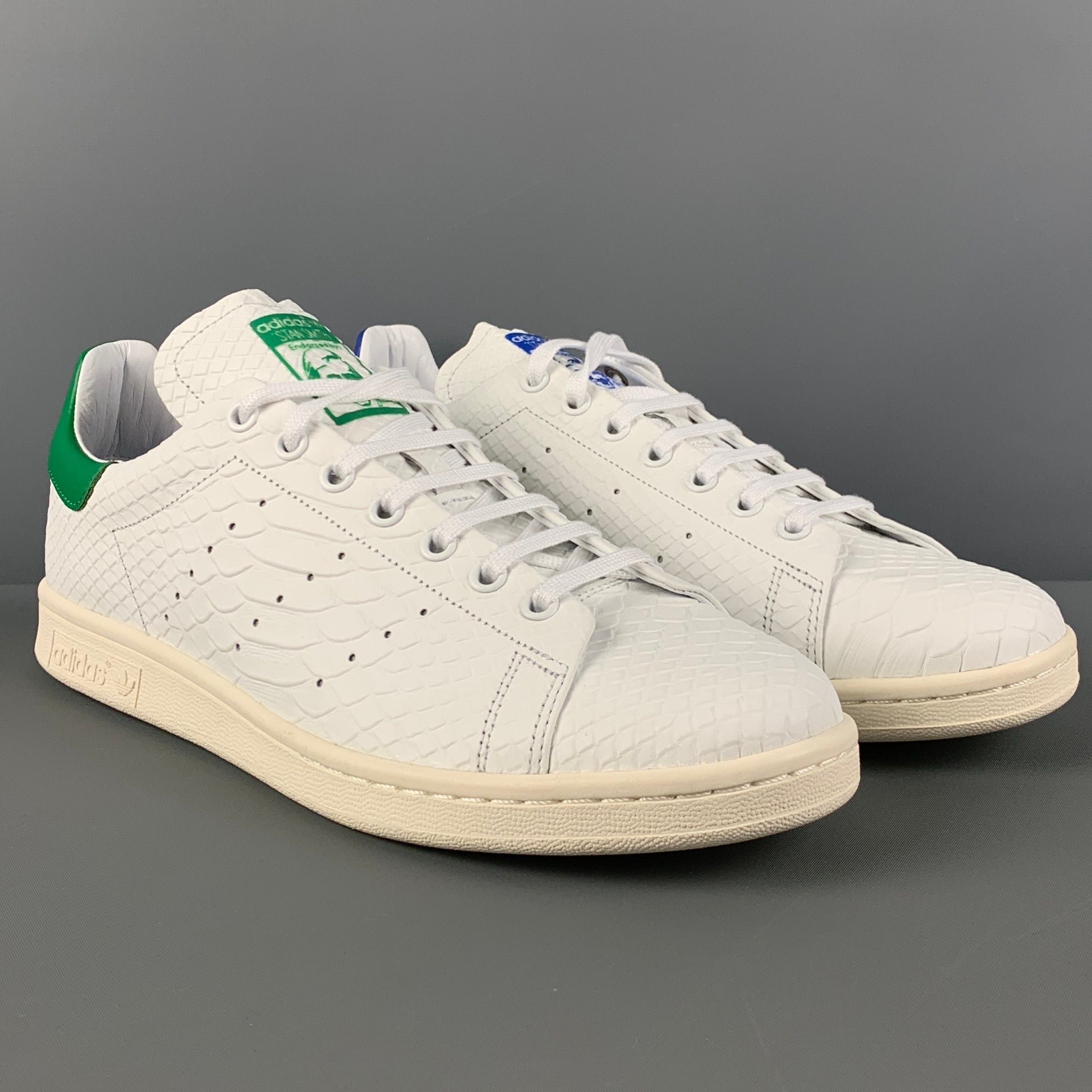 ADIDAS x STAN SMITH Size 10.5 White Embossed Leather Low Top Sneakers – Sui  Generis Designer Consignment