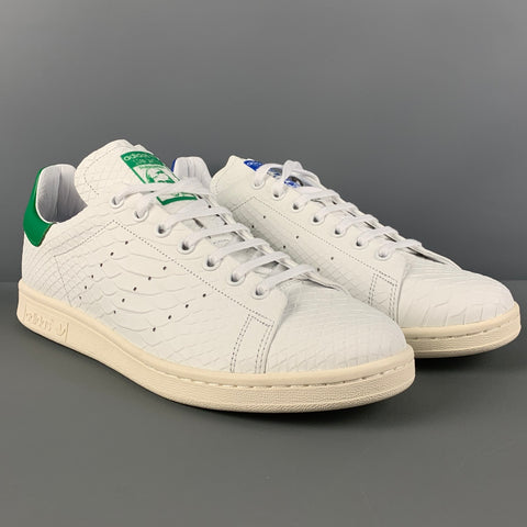 ADIDAS x STAN SMITH Size 10.5 White Embossed Leather Low Top Sneakers