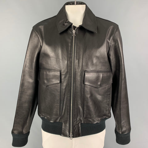 ACNE STUDIOS Size 44 Black Lazlo Leather Bomber Jacket