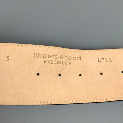 STREETS AHEAD Size S Black Wrinkled Suede Leather Wide Belt