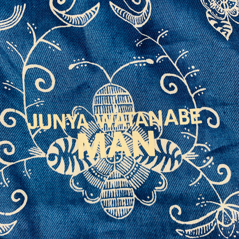 JUNYA WATANABE Blue White Abstract Floral Linen Tote Bag