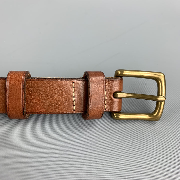 RALPH LAUREN Contrast Stitch Size 34 Tan Leather Belt